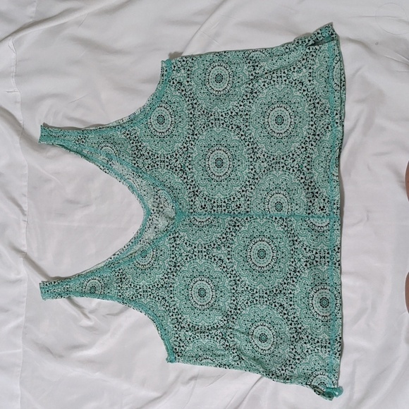 UO V-Neck Cropped Tank Top, Color Turquoise Size L - Picture 2 of 14